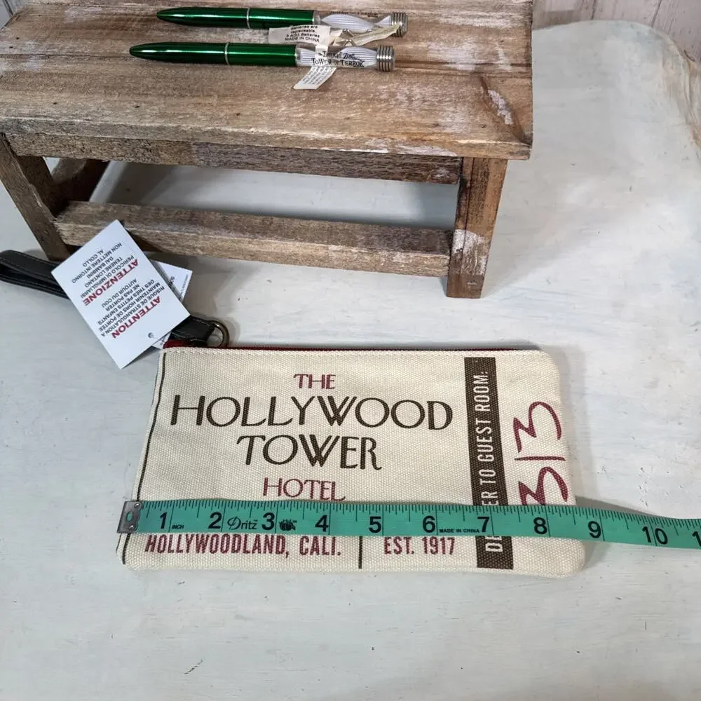 Disney Parks Tower of Terror Wristlet Bag And Light Up Pens Set